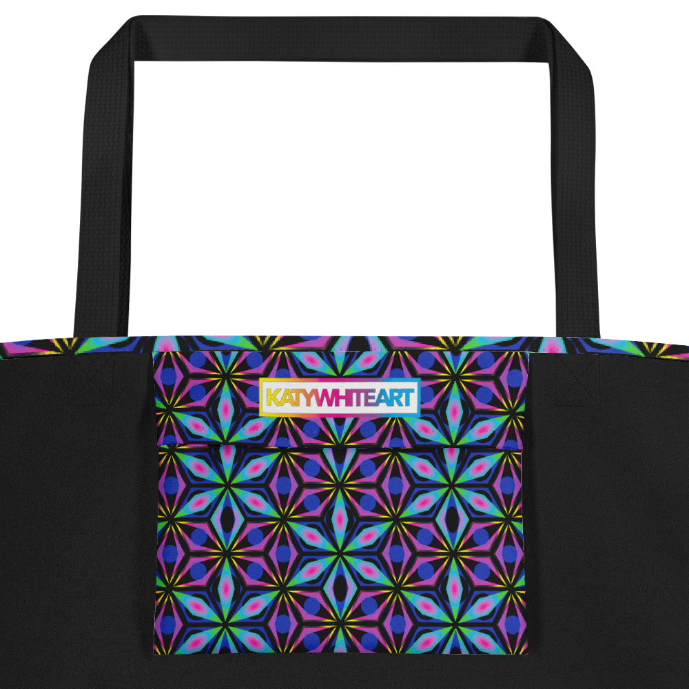 Open Eyes Large Tote Bag with Pocket