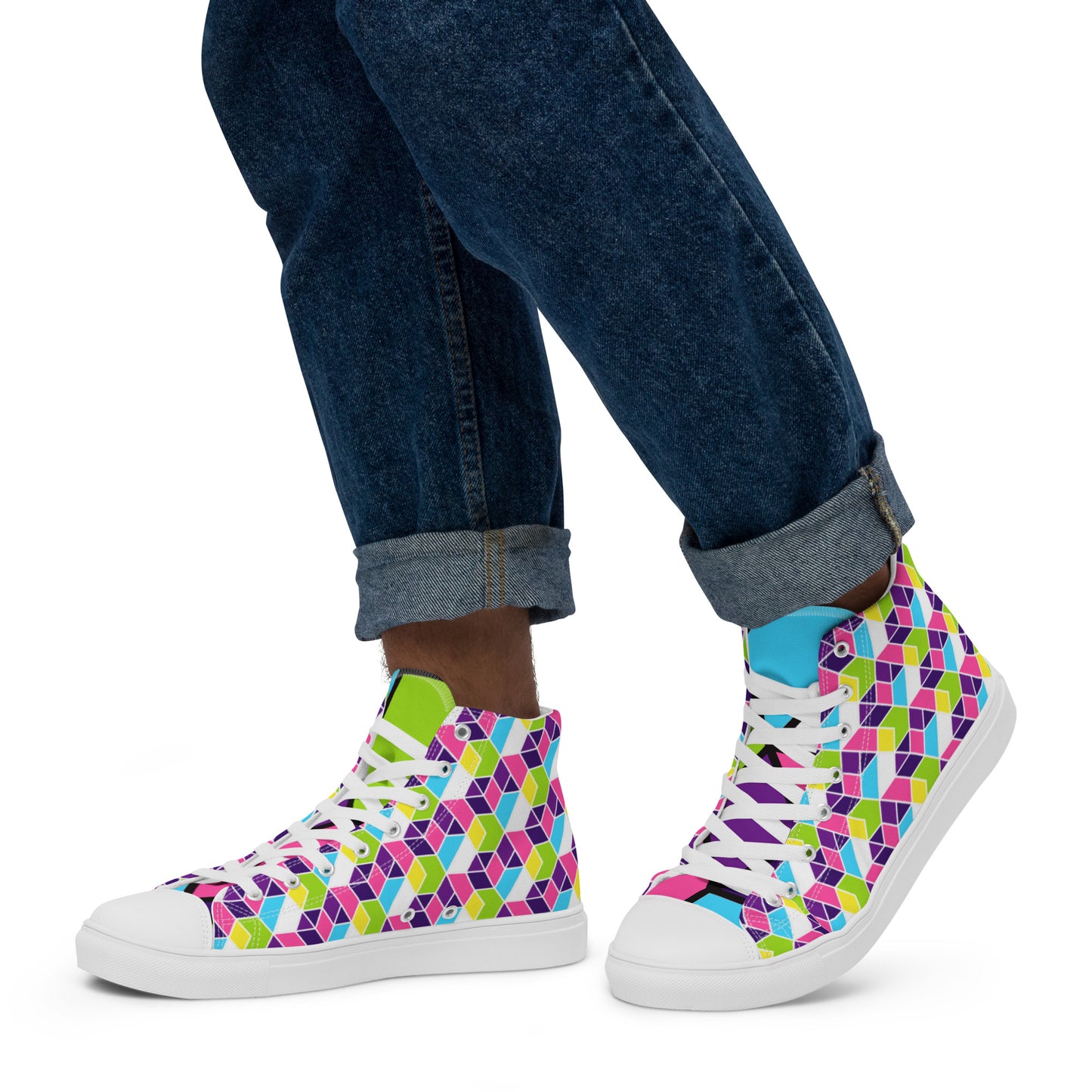 Flowering Cactus Men’s High Top Canvas Shoes