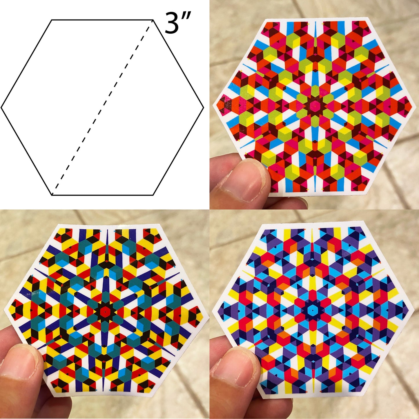 Large Hexagonal Stickers 3-Pack